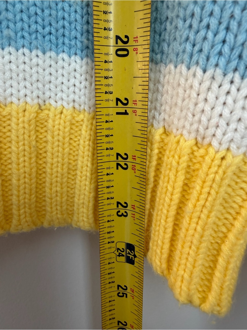 Vintage 60s Lacoste Tennis Sweater Izod Yellow Cable Knit Blue Alligator - Picture 10 of 10